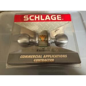 SCHLAGE F10ORB626 Orbit Passage Door Knob Satin Chrome New in Box